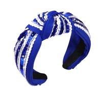 Diadema anudada con lentejuelas y cuentas de fútbol, para el día del juego, deportes, nudo superior ancho, accesorios para el cabello, regalo