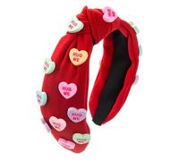 Diadema Anudada Día De San Valentín - 13 X 15 Cm Diadema De Spa Envoltura Para Cabello Con Corazón De Amor Para Mujer, De Tela Y Có, Fijación Del Cabello Para Cuidado Facial De