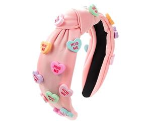 Diadema anudada para el día de San Valentín, diadema con nudo de corazón de amor - Diadema de spa de San Valentín, diadema de lavado facial | tocado de maquillaje, decoraciones de diadema de