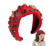 Diadema anudada para mujer, Navidad, diadema ancha con cuentas de diamantes de imitación, diadema de nudo festivo, accesorios de Navidad para citas, fotos, espectáculos de escenario