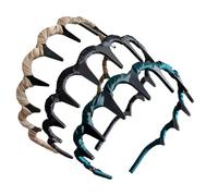 Diadema Artificial De Corona Alta Vintage - Diadema Con Púas Antideslizantes Y Diseño Serrado De Coronilla Alta - 3 Unidades Accesorio Ajuste Cómodo Uso Diario Para Damas