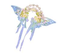 Diadema artística floral con detalle de mariposa y borlas, portátil para entusiastas y mujeres de moda, uso diario
