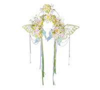 Diadema artística floral con detalle de mariposa y borlas, portátil para entusiastas y mujeres de moda, uso diario