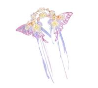 Diadema artística floral con detalle de mariposa y borlas, portátil para entusiastas y mujeres de moda, uso diario