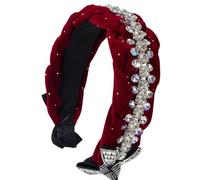 Diadema aterciopelada anudada para mujer, antideslizante, con diseño de calavera alta, diamantes de imitación, aro para fiestas temáticas, uso formal