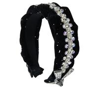 Diadema aterciopelada anudada para mujer, antideslizante, con diseño de calavera alta, diamantes de imitación, aro para fiestas temáticas, uso formal