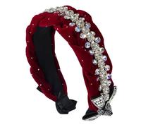 Diadema aterciopelada anudada para mujer, antideslizante, con diseño de calavera alta, diamantes de imitación, aro para fiestas temáticas, uso formal