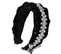 Diadema aterciopelada anudada para mujer, antideslizante, con diseño de calavera alta, diamantes de imitación, aro para fiestas temáticas, uso formal