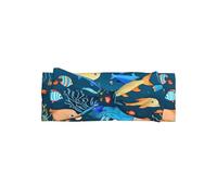 Diadema azul bajo el agua del mundo de los peces con estampado de lazos para bebé, accesorios para el cabello respetuosos con la piel, delicada diadema para recién nacidos y niños pequeños