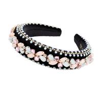 Diadema barroca de cristal para mujer lujosa diadema de terciopelo acolchado con diamantes de imitación.