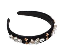 Diadema Barroca de Cristales Perlas, Accesorio Negro