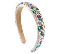 Diadema barroca de esponja de diamantes con vidrieras, accesorio femenino brillante para el cabello, color café