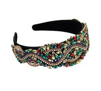 Diadema barroca de lujo con gemas súper parpadeantes para el pelo, accesorio para el cabello para mujer con diamantes y ala ancha (multicolor)