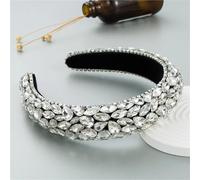 Diadema barroca retro con diamantes de imitación, banda ancha for el cabello, diadema for novia, tocado de boda de cristal, tocado de belleza for niña.(White)