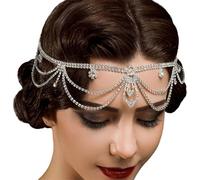 Diadema brillante para despedida de soltera, boda, fiesta, adorno para la frente, gala, cena, fiesta, mujer, cadena para el pelo