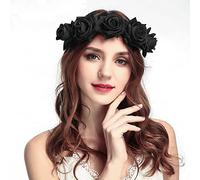 Diadema Catrina para Mujer Niñas Boho Corona de Flores Diadema Elástica con Guirnalda para el Pelo Floral Corona de Rosas para Halloween Boda Invitada Fiesta