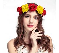 Diadema Catrina para Mujer Niñas Boho Corona de Flores Diadema Elástica con Guirnalda para el Pelo Floral Corona de Rosas para Halloween Boda Invitada Fiesta