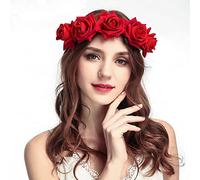 Diadema Catrina para Mujer Niñas Boho Corona de Flores Diadema Elástica con Guirnalda para el Pelo Floral Corona de Rosas para Halloween Boda Invitada Fiesta