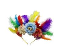 Diadema colorida con plumas para el pelo, accesorio para mujer, niña, carnaval, fiesta, celebración, festival, accesorios de flores con plumas