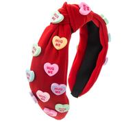 Diadema colorida para el día de San Valentín con nudo de ala ancha para mujer, antideslizante, para tomar fotos para mujeres, tela de corazón a granel