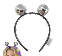 Diadema con bola de discoteca, accesorio para disfraces, banda con bola de disco - Gorro LED alimentado a batería, ideal para mujeres, hombres, niños, Halloween, , escenario, cosplay