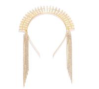 Diadema con Borlas Diademas for el cabello con borlas personalizadas Diademas for el cabello con diamantes de imitación Tocado para Mujer(Gold)