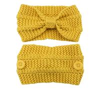 Diadema con botones anudados, turbante de punto cálido, elástico, calentador de orejas, orejeras suaves y anchas para envolver la cabeza, turbante de ganchillo, diadema trenzada de invierno