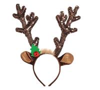 Diadema con cuernos de Navidad - Diadema para reno con campanas | Para el cabello festivo, bonitas diademas para el cabello con reno para niños y adultos, gorro navideño con estrellas y