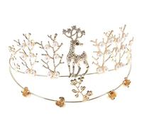 Diadema con diamantes de imitación for mujer, diadema con pinza for el cabello, 1 pieza de diadema de reno de metal con perla