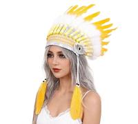 Diadema con dije étnico colorido de líder étnico, color brillante, decoración para el cabello para adultos y niños, diadema líder indio