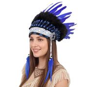 Diadema con dije étnico colorido de líder étnico, color brillante, decoración para el cabello para adultos y niños, diadema líder indio
