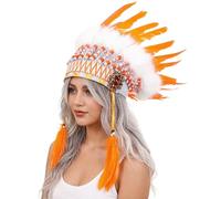 Diadema con dije étnico colorido de líder étnico, color brillante, decoración para el cabello para adultos y niños, diadema líder indio