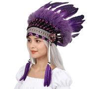 Diadema con dije étnico colorido de líder étnico, color brillante, decoración para el cabello para adultos y niños, diadema líder indio