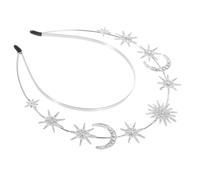 Diadema con diseño de figura geométrica y luna para mujer de metal, doble capa, cómoda y estable, para boda disfraz de divinidad griega