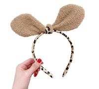 Diadema con estampado de leopardo, orejas de oso con forma de lazo, diadema de felpa para el pelo, accesorio para disfraz de cosplay, unisex, lindas diademas para mujer, lindas diademas para lavar la