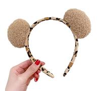 Diadema con estampado de leopardo, orejas de oso con forma de lazo, diadema de felpa para el pelo, accesorio para disfraz de cosplay, unisex, lindas diademas para mujer, lindas diademas para lavar la