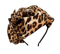 Diadema con estampado de leopardo para mujer, tocado para cóctel, iglesia, boda, fiesta