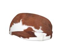Diadema con estampado de piel de vaca marrón para hombre y mujer, diadema para correr, transpirable y para gimnasio.