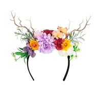 Diadema con flores y ramitas coloridas de hadas de elfo, accesorio para disfraz, tocado para el pelo, madre naturaleza, espíritu del bosque