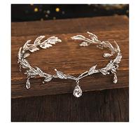 Diadema con forma de corona y hojas de gota de agua con cristales y diamantes de imitación de estilo vintage, accesorios para el cabello de boda, diadema para dama de honor, joyería para el cab