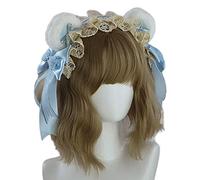 Diadema con forma de oreja de oso de dibujos animados para mujeres y niñas, con encaje para maquillaje, para lavar la cara, para niños, fiesta de Navidad, diademas para lavar las orejas con orejas de