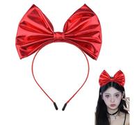 Diadema con gran nudo rojo para fiesta de halloween de Navidad de cuero sintético para mujeres niñas diadema para cabello grueso fino nudo gigante para cabello corto largo Accesorios para el cabello
