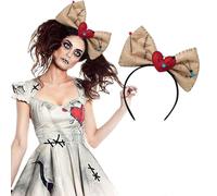 Diadema con lazo para novia fantasma de Halloween, accesorios para mujer, corazón roto y alfileres, diadema diseñada para cosplay, disfraz para carnaval, fiesta de terror