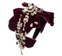 Diadema con lazo pesado, hilo de raíz de terciopelo, accesorios para el cabello para mujer, diadema para fiestas, color rojo vino