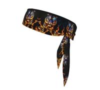 Diadema con Lazo Que Absorbe el Sudor para Hombres, Mujeres y niños, Bandana de Piratas para Entrenamiento y kárate (Tigre de Fuego Negro)