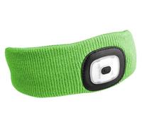 Diadema con linterna frontal 180 lm, recargable, USB, talla única, algodón/PE, verde fluorescente