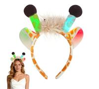 Diadema con Luz Jirafa, Cómodo LED Tocado Luminosas Niña Dama con Orejas de Jirafa, para Clubes Nocturnos, Raves, Fiesta De Conciertos, Navidad, Halloween. Carnaval