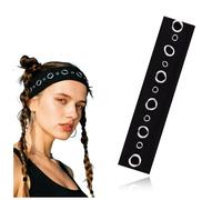 Diadema con ojales de metal con agujeros huecos y tachuelas, diadema elástica Y2K, banda elástica irregular para el pelo, banda para el pelo hueca, color negro, elegante, estilo punk de los años 2000