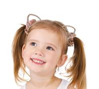 Diadema con orejas de gato para niños, orejas de gato, con brillantes y brillantes, accesorio para el pelo, accesorios para el pelo de animales, accesorios de fotos para mujeres y niñas