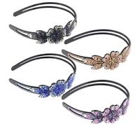 Diadema con Peine de Dientes de Gemas de Imitación, 4 Piezas